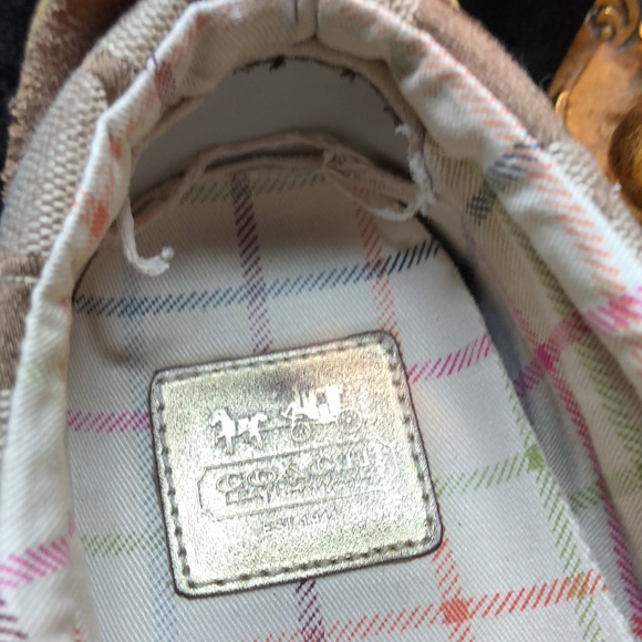 Coach Britt classic brown and tan with gold detail Velcro sneakers size 8 1/2 - Picture 6 of 14